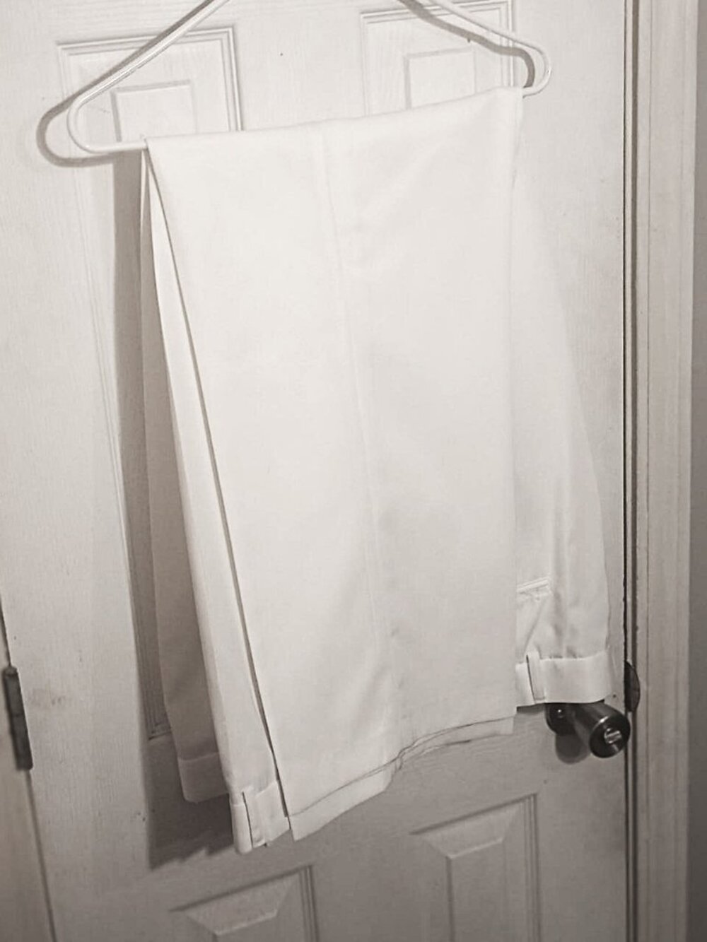 Men White Dress Pants With Adjustable Band  44W-46W